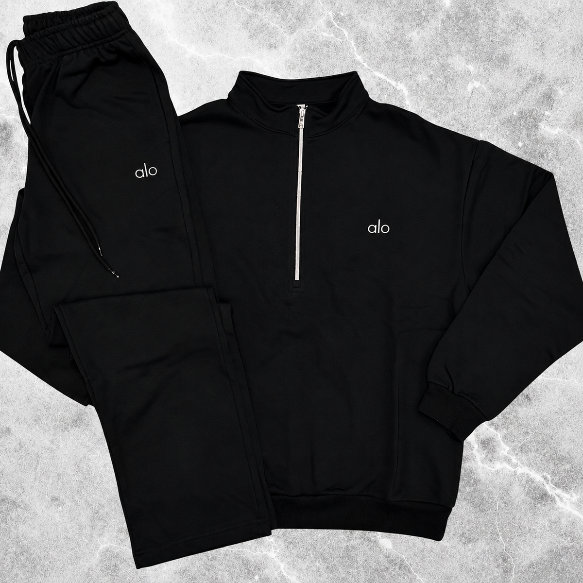 Alo yoga 1/4 tracksuit black (straight leg)