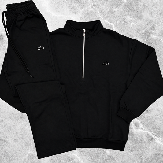 Alo yoga 1/4 tracksuit black (straight leg)
